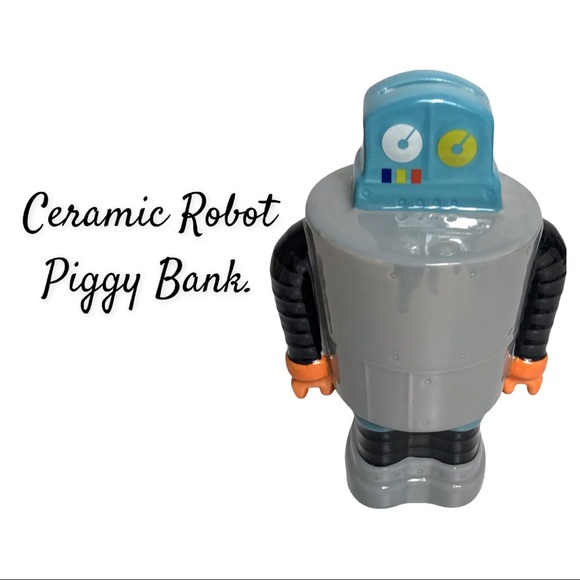 Ceramic Robot Piggy Bank - Picture 1 of 12